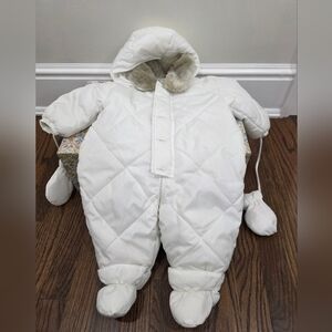 Baby DIOR White Quilted Baby Snowsuit with Mittens